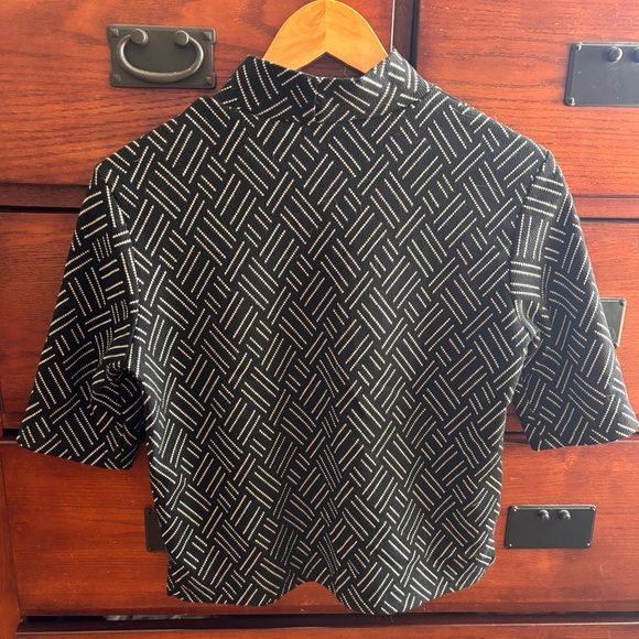 Zara Trafaluc Black White Geometric Mock Neck Top Fall Winter Collection Size M - Picture 4 of 9